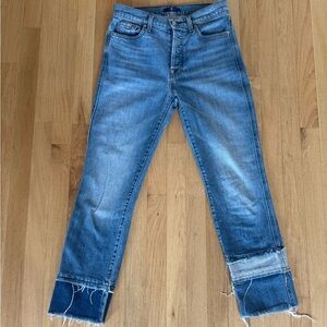 7 For All Mankind Distressed Blue Ankle Jeans